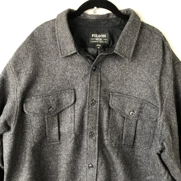Filson Shirt Jacket Mens 2XL Gray Wool Blend Button Up Seattle Workwear Outdoor - Picture 9 of 15